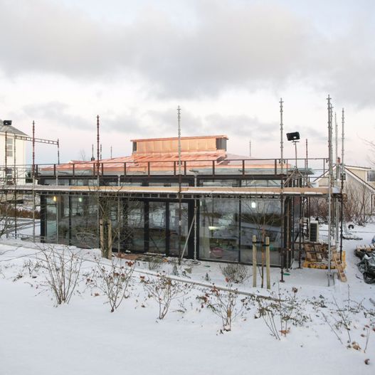 Paviljong på hovde gård under bygging