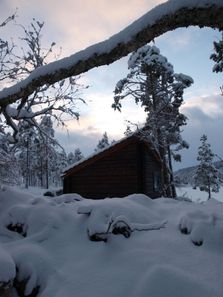 Hytte i snøen