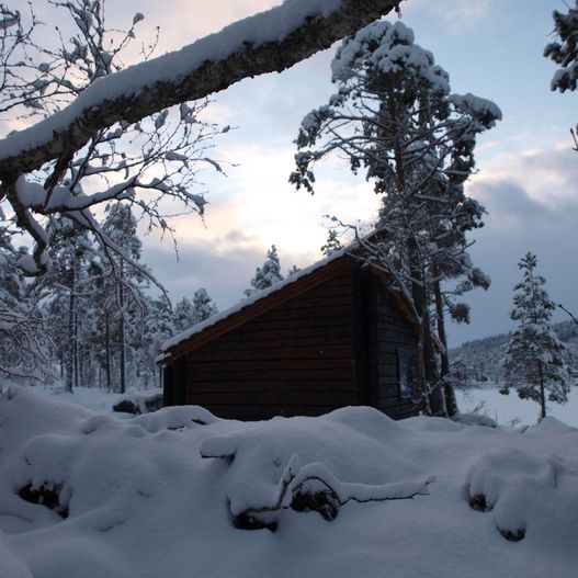 Hytte i snøen