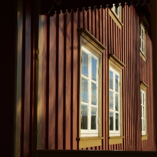 Detaljebilde av vegg på rehabilitert hus