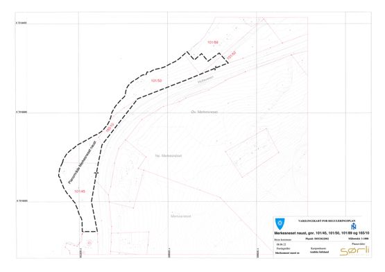 OPPSTART AV PLANARBEID: «MERKESNESET NAUST», I HEIM KOMMUNE I medhold av plan- og bygningslovens §§ 12-1, 12-8, varsles det om oppstart av privat reguleringsplan for området Merkesneset, i Heim kommune. Tiltakshaver er Merkesneset Naust as v/ Willy Merkesnes, Holten 10, 7200 Kyrksæterøra. Sørli arkitekter as er planutvikler. Planområdet gjelder eiendom gnr./bnr 101/45, 50 og 89 og gnr./ bnr. 165/10. Varslingskart viser hvilke eiendommer som blir berørt. Reguleringsplanen vil inneholde formålene: naustbebyggelse, friluftsområde på land, parkering og kjørevei. Naboer og grunneiere blir varslet direkte. Areal: ca. 6 daa. Planen er vurdert ifht. forskrift om konsekvensutredning, den skal ikke konsekvensutredes. Merknader som kan ha virkning for planarbeidet kan sendes elektronisk via e-post til post@sorliarkitekter.no eller Sørli arkitekter as, Øragata 12a, 7200 Kyrksæterøra, innen 15.08.22. Alle mottatte dokument blir sendt Heim kommune sammen med planforslaget. Nærmere informasjon om planarbeidet kan en få hos Sørli arkitekter as tlf. 72 45 10 60.